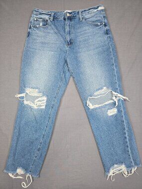 Petra 153 Womens High-Rise Light Wash Denim Jeans Size 13/30 Distressed